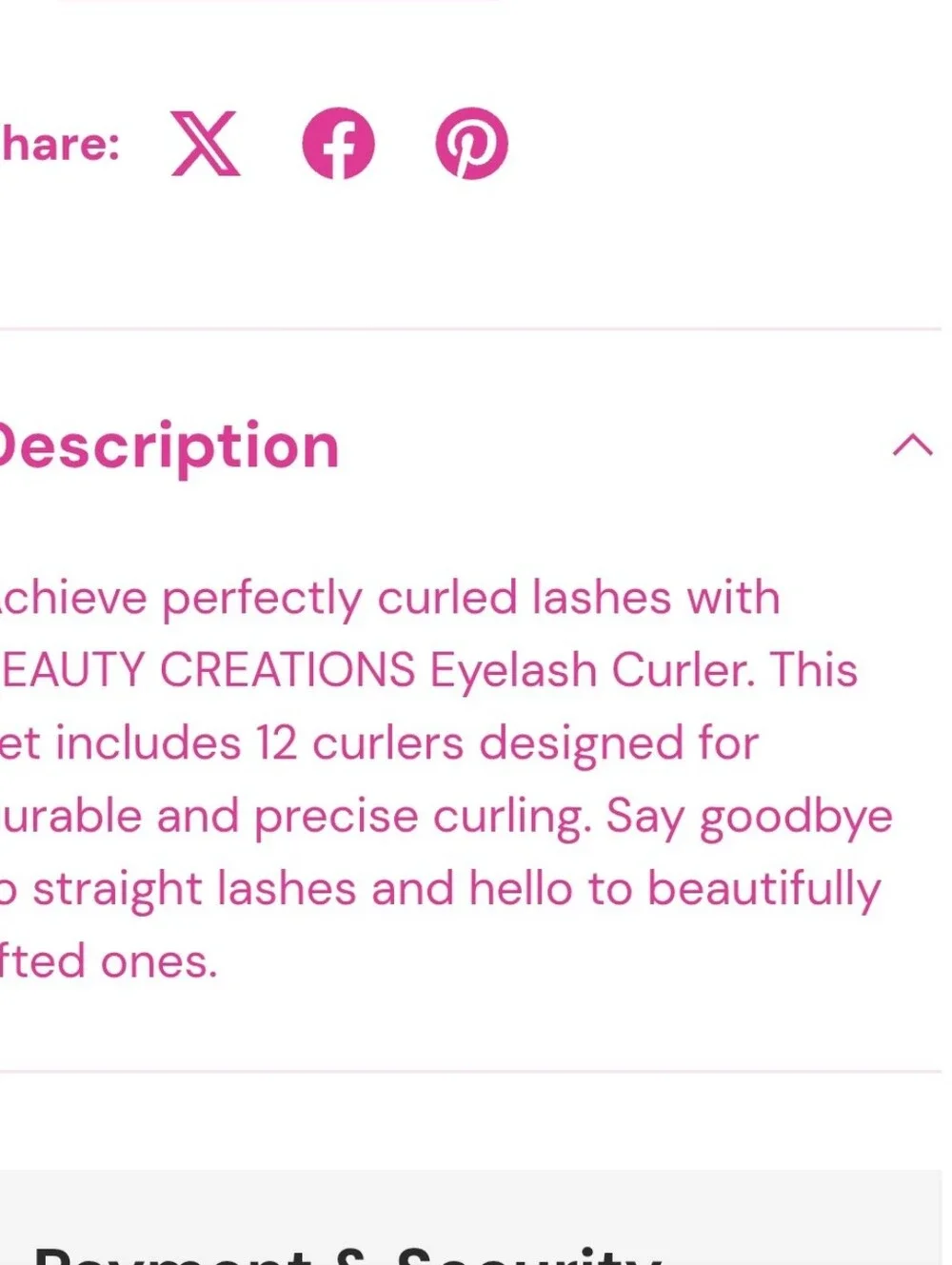 Beauty Creations Eyelash Curler- Hot Pink